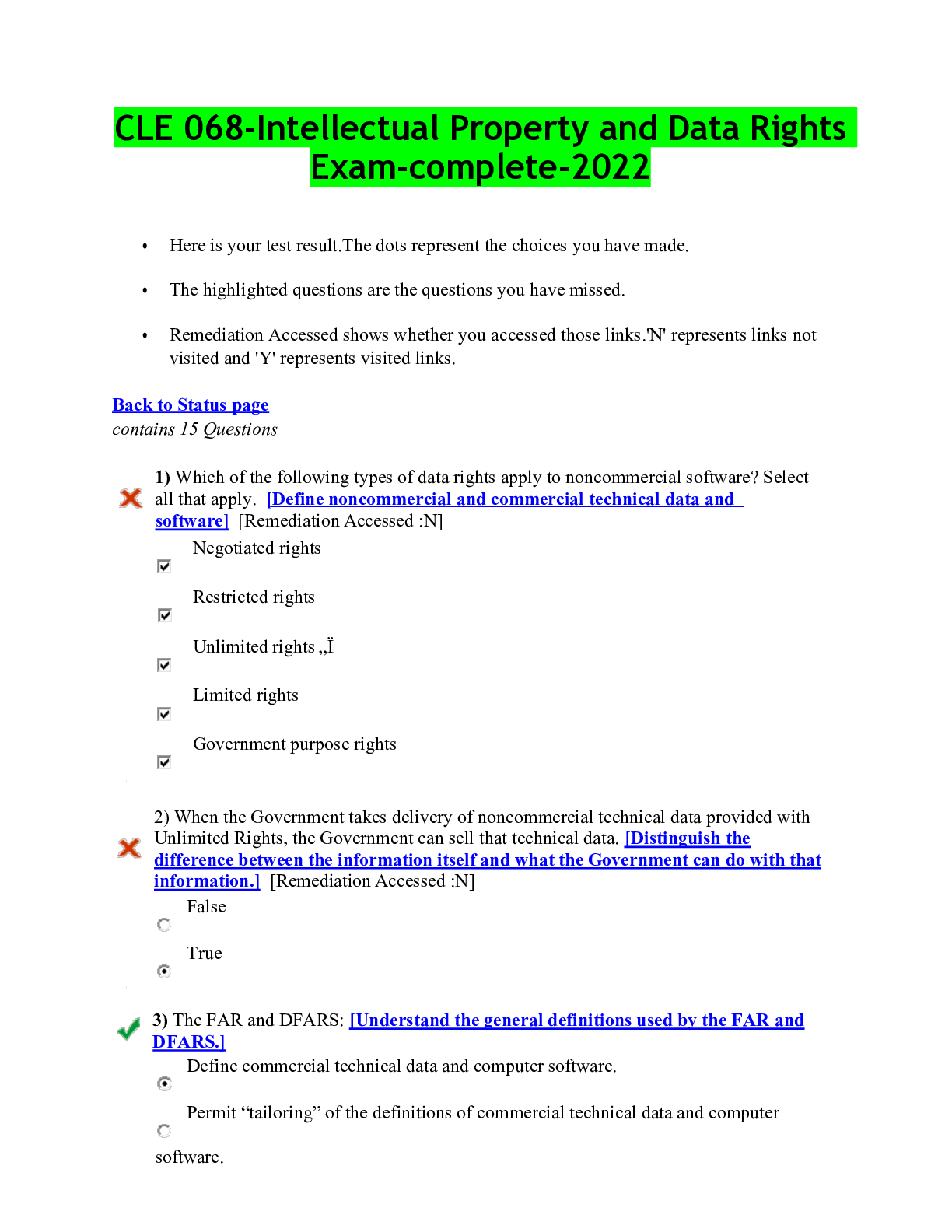 Preview of CLE 068-Intellectual Property and Data Rights Exam-complete-2022